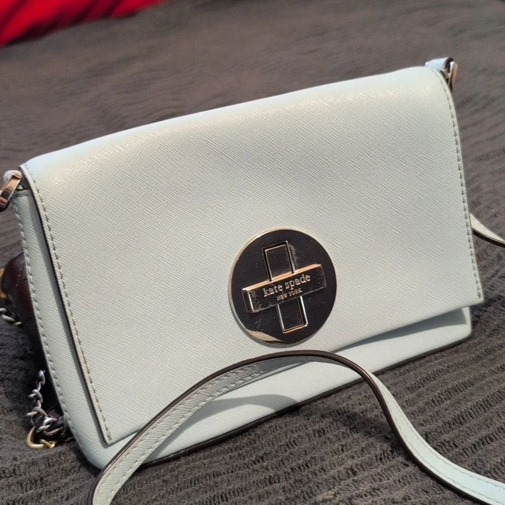 Kate Spade Baby Blue Crossbody‎ Leather Shoulder Bag Size Small